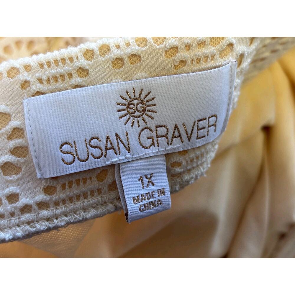Susan Graver Skirt Womens Plus 1X White Lace Geometric Long Pencil Stretch NEW - Picture 3 of 7